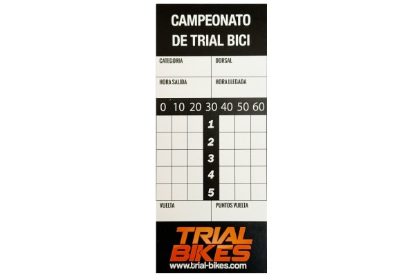 Tarjeta de Puntuación de Piloto Trial Bici